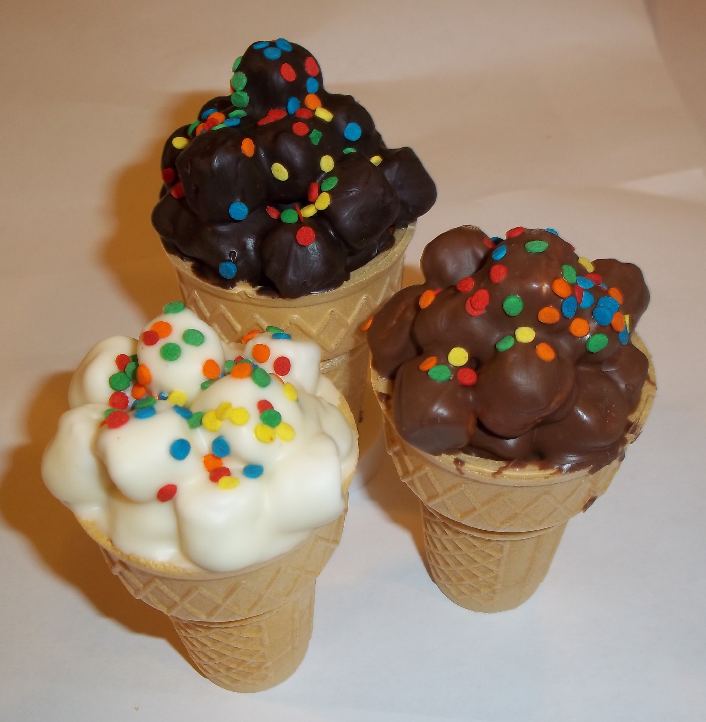 Chocolate Covered Marshmellows in a cone